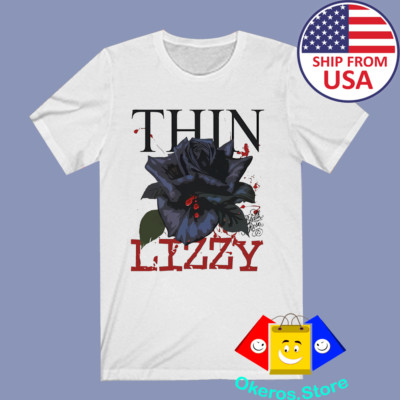 Thin Lizzy Black Rose Men's White T-Shirt Size S to 3XL
