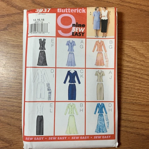 Butterick Sewing Pattern 3037 Size 14,16,18 Uncut