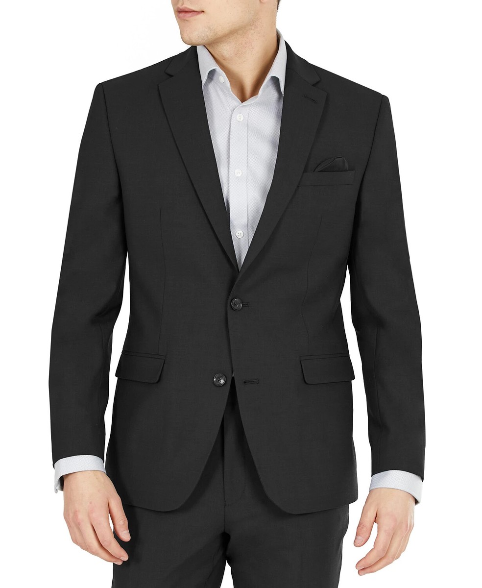 NEW- Bar III Mens Black Wrinkle Resistant Suit Jacket 40L MSRP$425