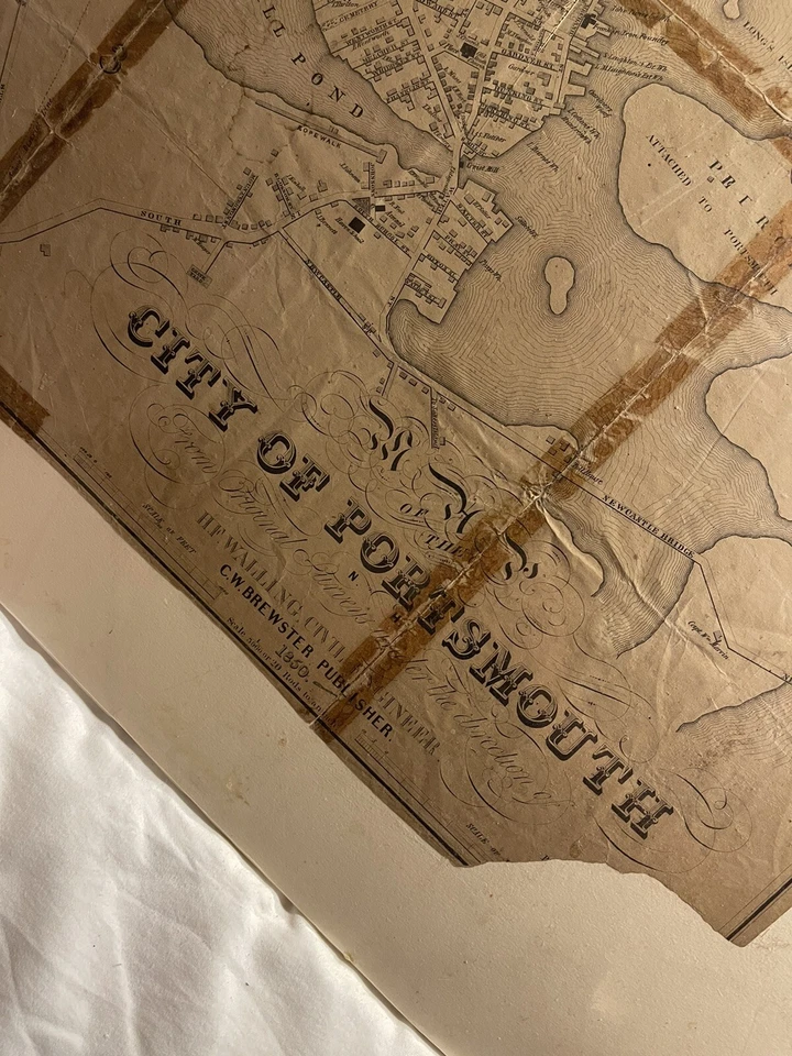 Antique 1850 Portsmouth NH Map HF Walling Brewster Publisher extremely rare - Image 2 of 4
