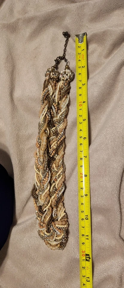 Gargantilla de colección Art Deco con cuentas de vidrio trenzado grueso declaración patrimonio Foto 4 de 4