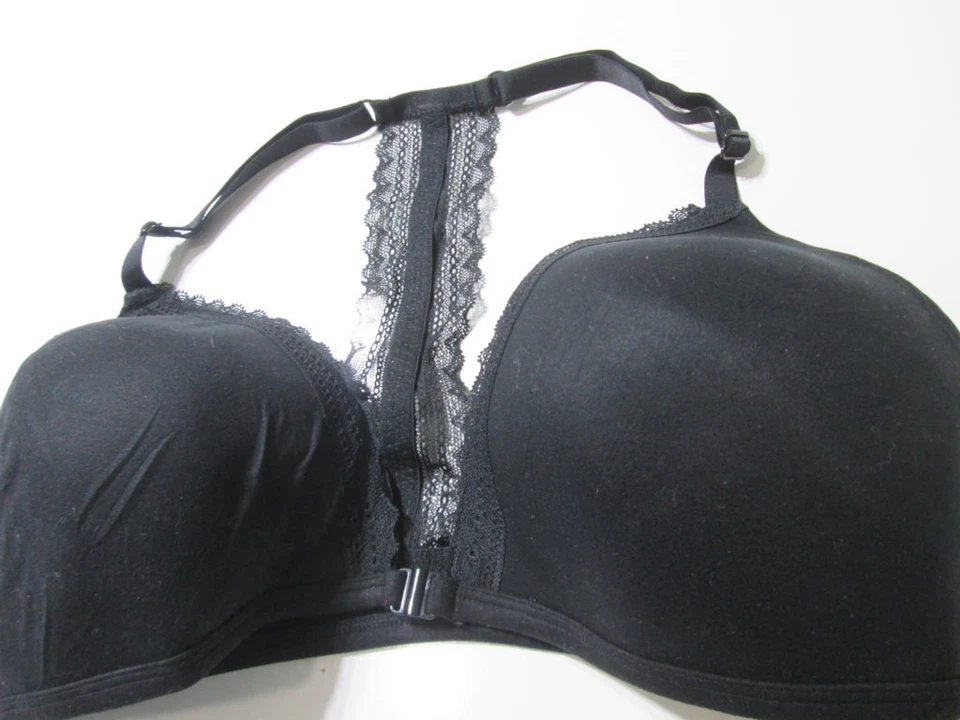 Sujetador Xhilaration Talla 38D Negro Inalámbrico Forrado Cierre Frontal Espalda Corredora Encaje Foto 4 de 4