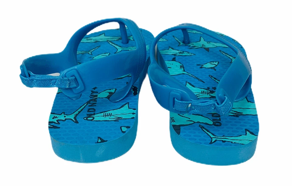 Sandalias chanclas de playa tiburón azul marino antiguo niño niño con correa trasera talla 5 Foto 4 de 4