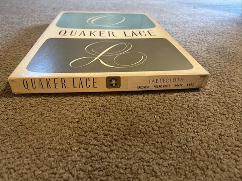 Vintage Quaker Lace Tablecloth Polar White Baroness 54 X 72 NIB Org Box 1960 - Picture 8 of 8