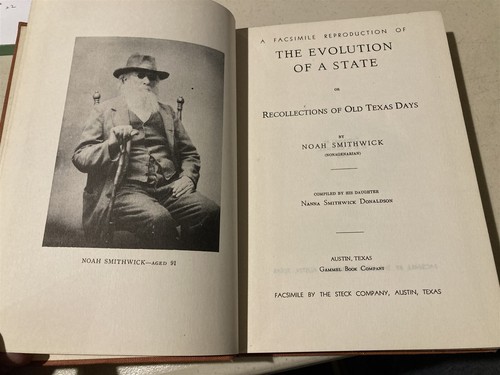 The Evolution of A State or Recollections of Old Texas Days, Smithwick, hc - Picture 3 of 5