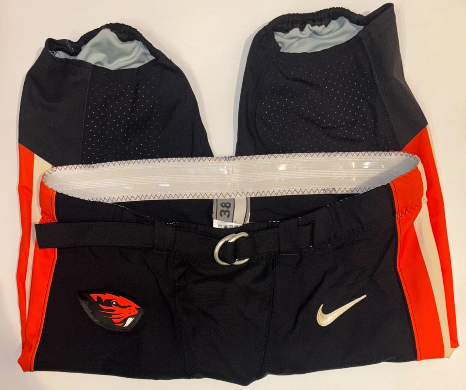 Pantalones de fútbol americano Oregon State Beavers PE Nike usados en juegos NEGROS con cinturón varias tallas Foto 3 de 4