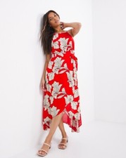 Floral Halter Neck Hi Lo Wrap Dress UK10