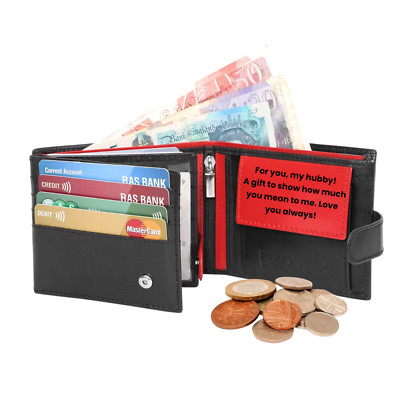 Personalisierte individuelle Gravur RFID Leder Münzfach Geldbörse Geldbeutel Geschenk für Ihn
