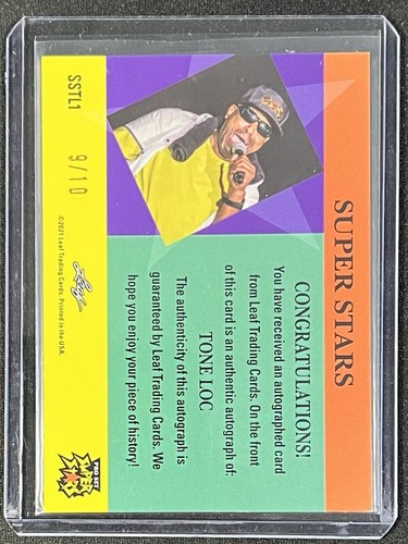 2021 Leaf Pro Set Super Stars Tone Loc Signed Auto Black 9/10 - Picture 2 of 2