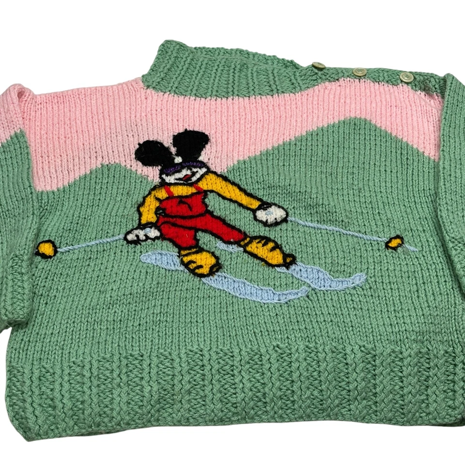 Vtg Michel Bachoz Colette Nivelle Paris Sweater Handmade Disney Mickey Mouse - Image 2 of 4