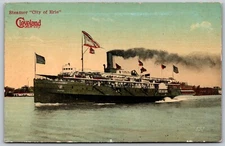 Steamer 'City of Erie' Cleveland Ohio Loaded Steamship Unposted ANTIQUE Postcard