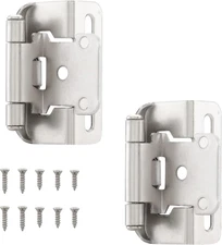 Lot of 25 Pairs 50pcs 1/2" Overlay Partial Wrap Self-Closing Hinges-Satin Nickel