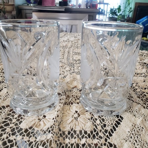 2 MIKASA Rose Pearl 12 oz Crystal Clear Mugs w/Frosted Roses Both Sides Beer - Picture 4 of 18