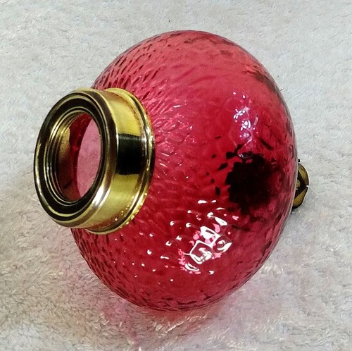 OPTIC CRANBERRY+ ART NOUVEAU URANIUM SHADE + BRONZE/ORMOLU PEG KEROSENE OIL LAMP - Picture 15 of 23