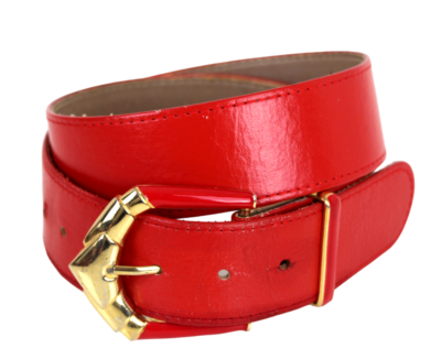 ST JOHN Red Leather logo buckle belt sz S St. John Collection Vintage Purple Suede & Gold Wide Band  main image 3