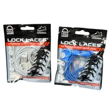 Lock Laces Elastic No Tie Shoelaces 2 pair Gray Blue One Size Fits All Stretch