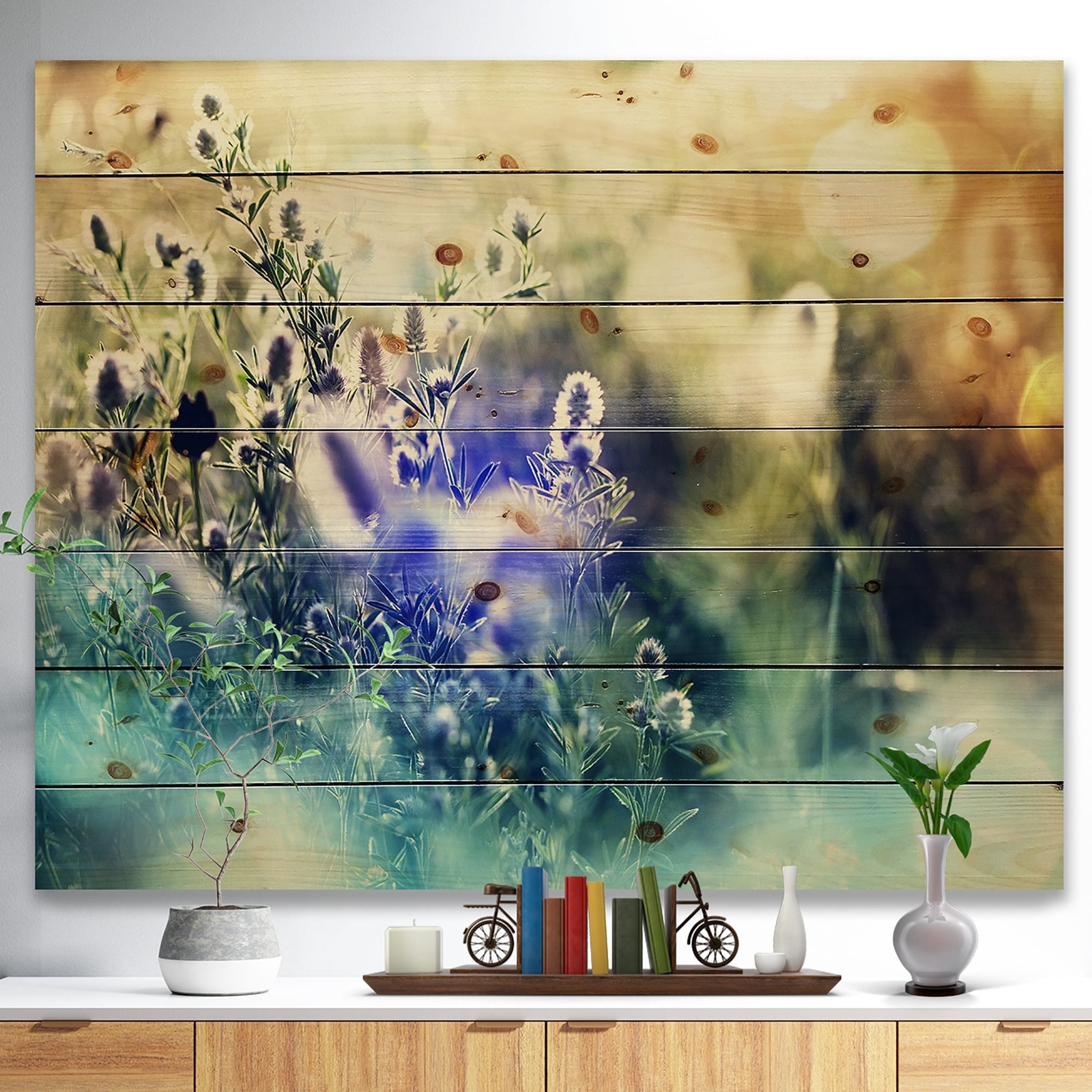 Designart 'Blue Mountain Meadow Flowers' Nautical & Coastal