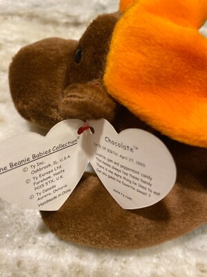 Ty Beanie Baby Chocolate the Moose DOB April 27, 1993 MWMT Free