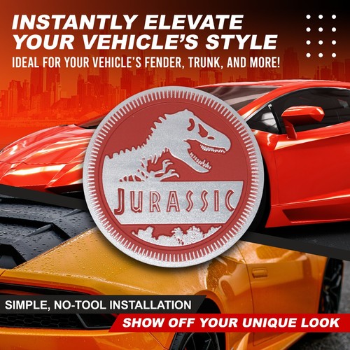 Jurassic Emblem Custom Metal Badge 3D Decal Sticker for Car Truck SUV 4x4 Red - Picture 5 of 6
