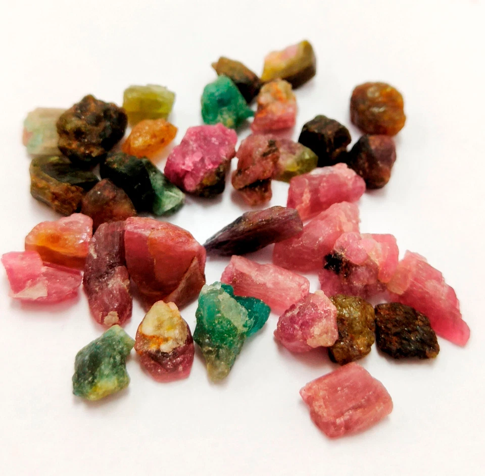Natural Tourmaline Multi Color Untreated Unheated Raw Rough Loose Gemstone Lot - Image 4 of 4