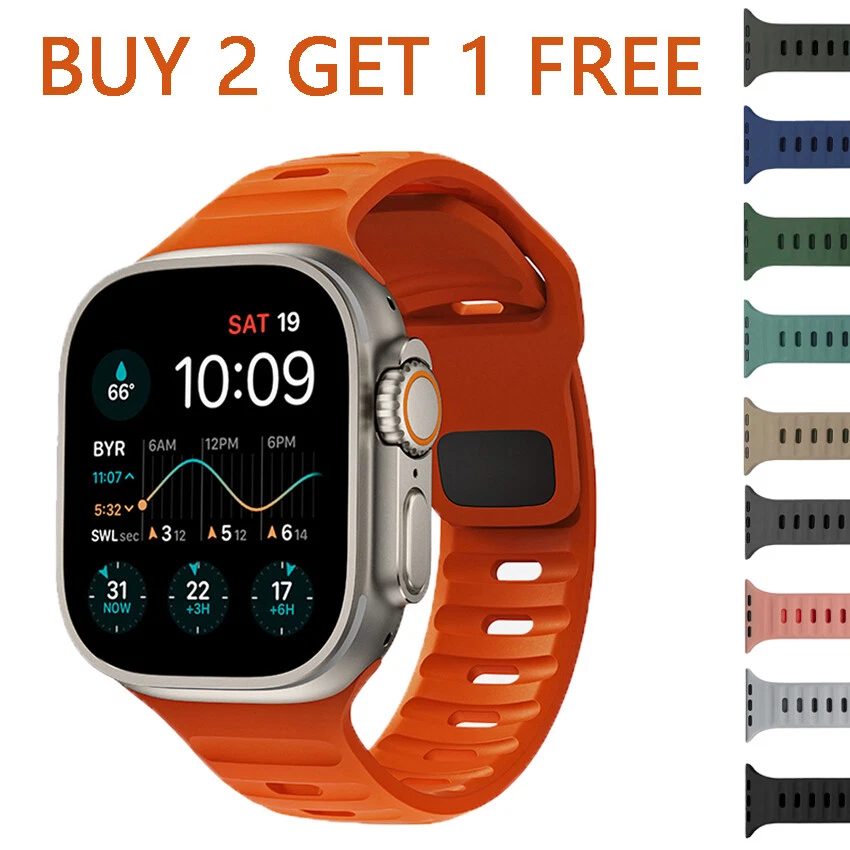 Silicone Strap For Apple Watch Ultra Series 8 7 SE 6 5 Sport Band