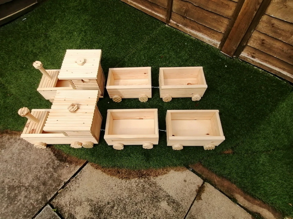 Wooden Garden Train Planters  - Image 2 of 4