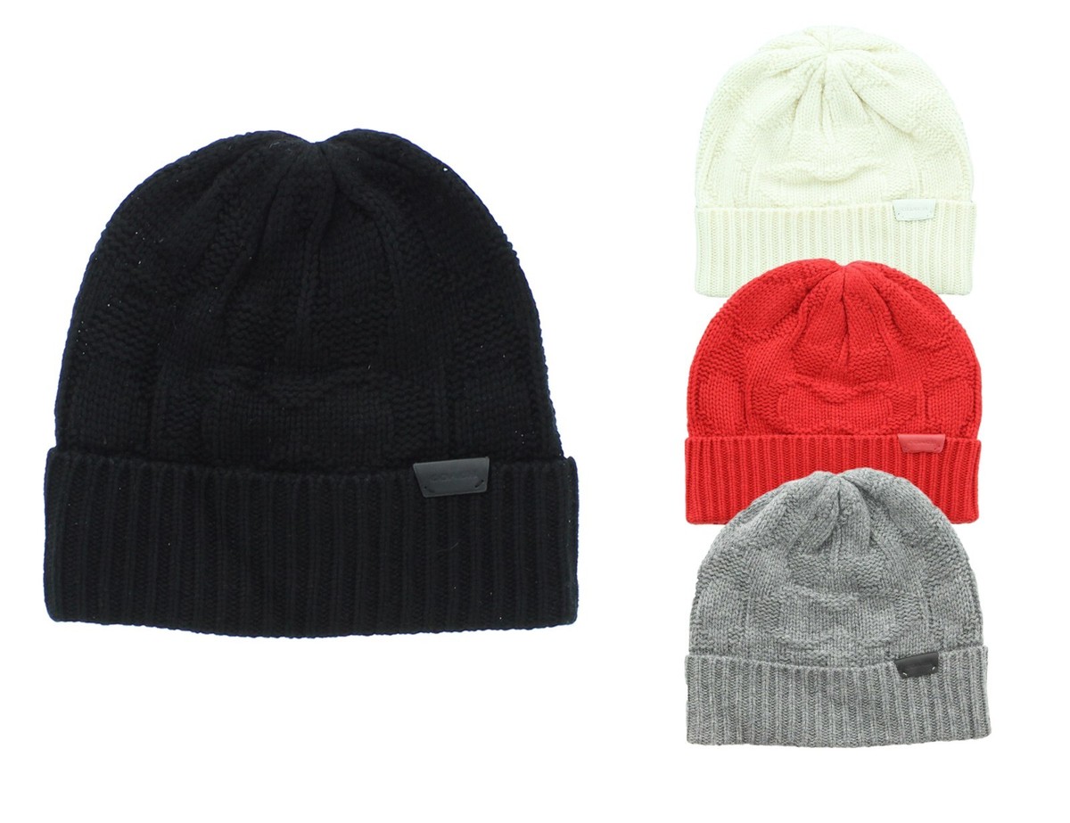 Coach Knit Beanie Hat, Wool Cashmere C Logo Winter Cap Beige  display picture 1