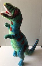 JUMBO Melissa  Doug T REX 28" Tall Blue Green Brown SPOTTED Free Standing PLUSH