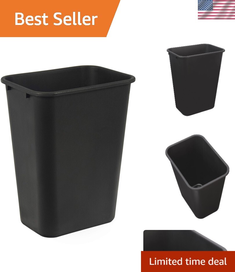 Trash Can, Rectangular Commercial Office Wastebasket, 10 Gallon Pack Of 1, Bl...-image