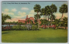 FL Park Petersburg Art Hotel Vinoy c1940s Vintage Postcard