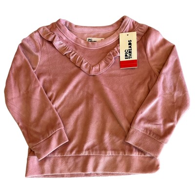 Epic Threads Toddler Girls 2T/2 Cottage Core Long Sleeve Velour Sweatshirt NWT