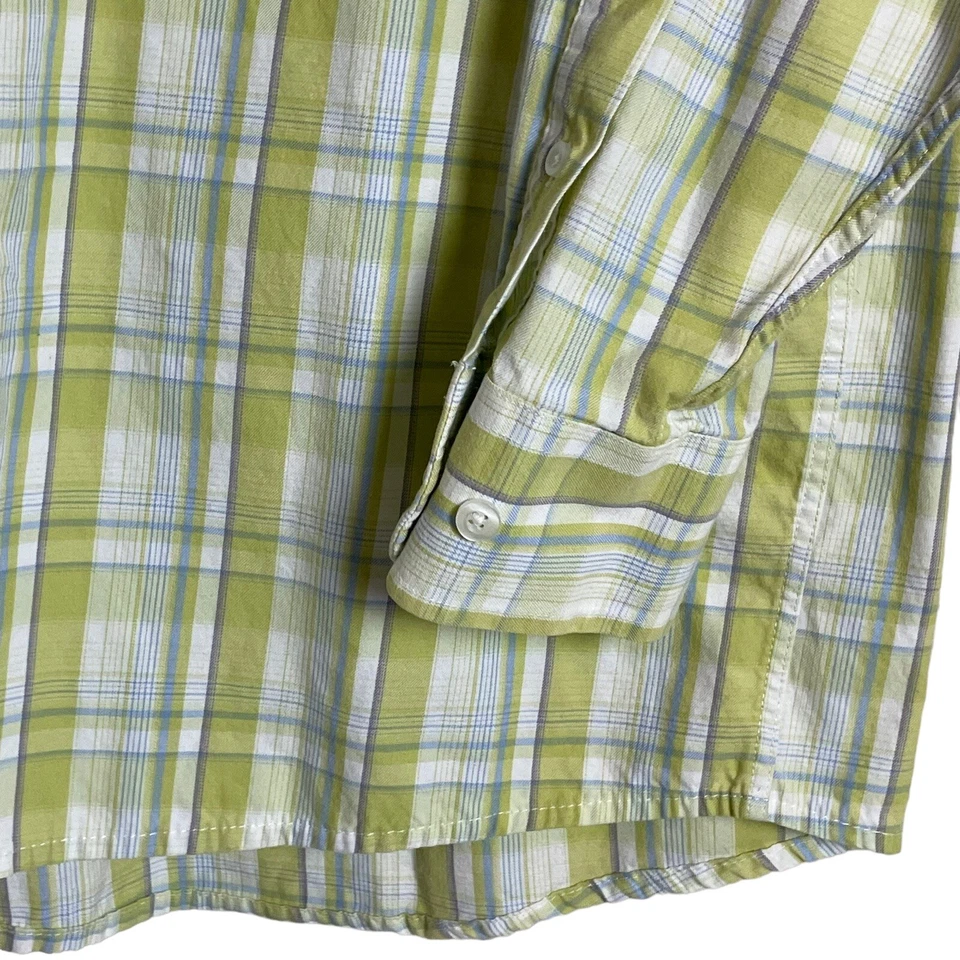 Camisa xadrez George Strait Wrangler masculina manga longa preta branca com botões M - Imagem 4 de 4