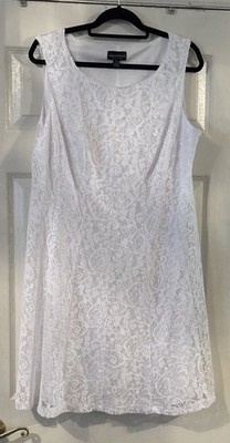 CONNECTED APPAREL 100% Polyester White Lace 2 Layers Dress Size 16 W
