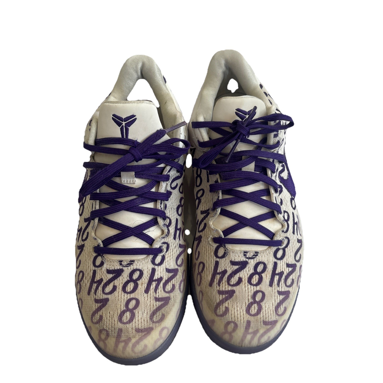 Kobe VIII Big Kids' Basketball Shoes /White/Court Purple Size 5 Y Sneakers image 4