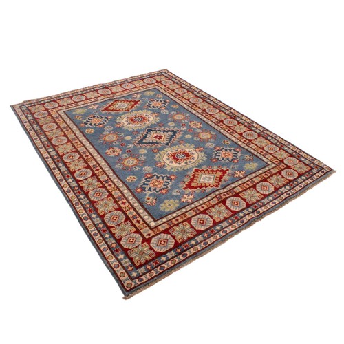 Blue Color Medallion Afghan Kazak Handmade Bedroom Area Rug 5'1 x 6'7 ft G34005 - Picture 4 of 10