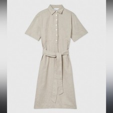Theory Light Beige linen blend Belted mini tie waist Dress