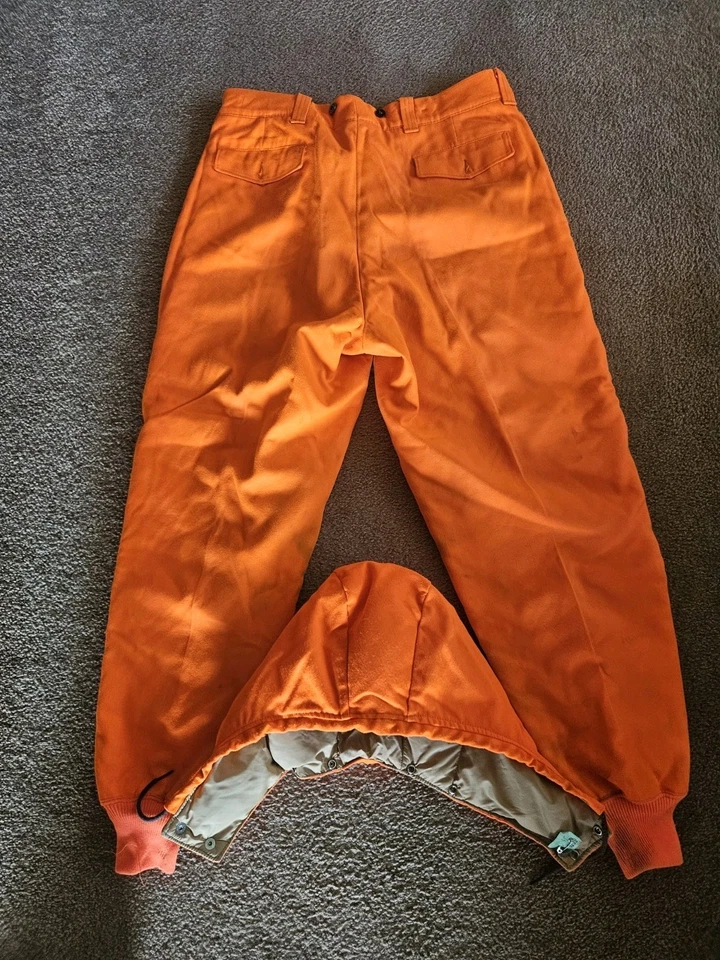 Vintage Woolrich Mens 70s Wool Hunting Pants Quilted Lined USA Orange 40"x 31" - Image 3 of 4