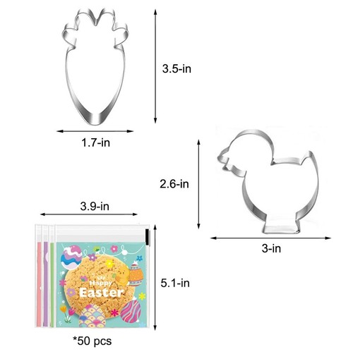 5 Pcs Large Easter Cookie Cutters Bunny Egg Carrot Chick Butterfly Shapes Decor - Picture 7 of 8