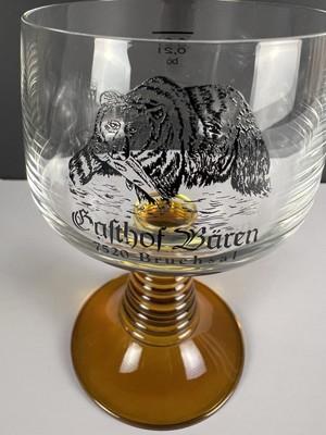 German Wein Baron's Keller  5.5'' Wine Glasses (8 oz) Amber Beehive Stem - 1970s
