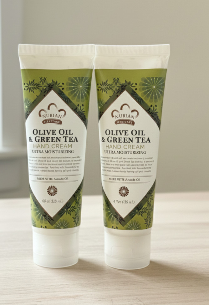 NUBIAN HERITAGE, OLIVE OIL & GREEN TEA HAND CREAM SET Of Two