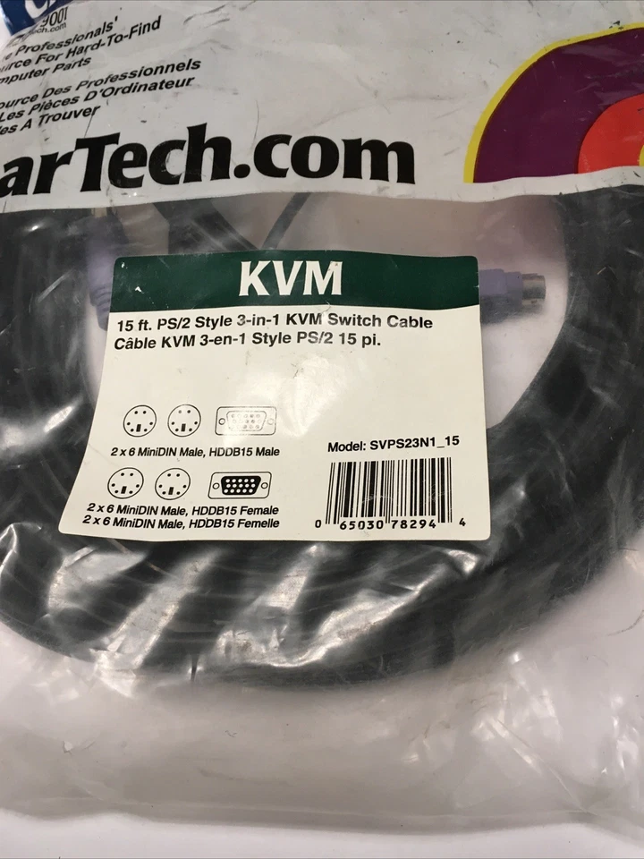 SVPS23N1 Startech 3 in 1 Console KVM Extension Cable 15 Feet VGA & PS/2 NIB - Image 2 of 4
