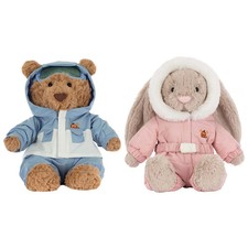 Bear Ski Outfit and Bashful Beige Bunny Snow Suit Stuffed Animal BNWT Fun Plush