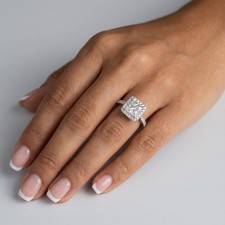 Halo Engagement Ring 14K White Gold 2.32 Carat Princess Lab-Grown Diamond G VS1