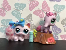 2 Littlest pet shop Anteater 2618 crouching cat 2619  Cutest pets lunchtime fun