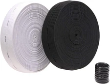 2 Colors Elastic Sewing Bands 11 Yards 3/4 Inch Flatback 3/4", Black/White 