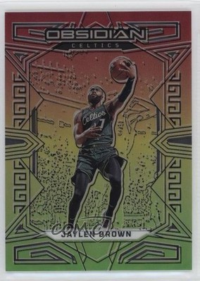2022 Obsidian Electric Etch Red Yellow & Green Flood 72/75 Jaylen Brown #79 uk2