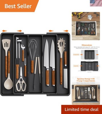 Utensil Organizer for Kitchen Drawers, Expandable Cooking Utensil Tray, Adjus...