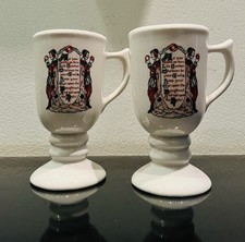 STERLING Vintage Donut Hole Irish Poem Proverb 8 oz Mug Set Pedestal Style Humor