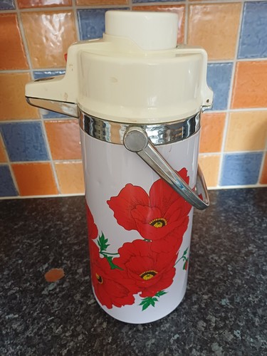 Vintage Retro Airpot 1.9L Hot/Cold Vacuum Flask Dispenser Floral Pattern Boxed - Picture 5 of 12