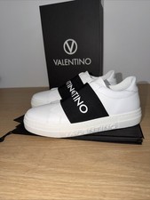 Mario Valentino Maya Contrast Logo Sneakers Size 7 Slip On White/Black